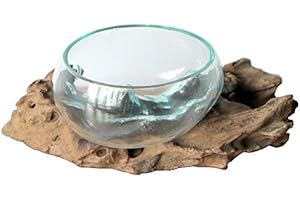 WOGEKA Geschenk Deko Gamal Wurzelholz Ø 12-13 cm Wurzel Holz Teakholz Vase Schale S