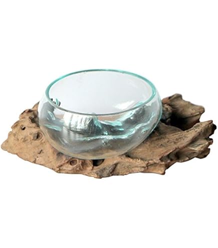 Bocal à Poisson Rond En Verre Avec Base En Bois - Vase Aquarium Hydroponique Et Décoratif Pour Poissons, Fleurs Et Plantes