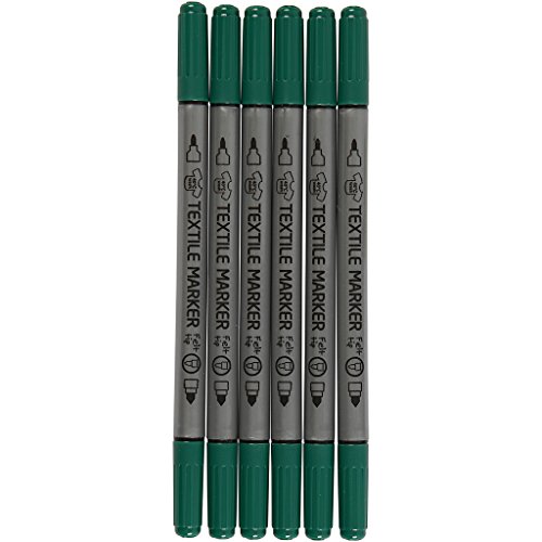 Creativ Company Textile Marker, 3,6 mm di Spessore 2,3 Ictus, Verde, 6 Camera