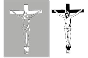 IDEAL STENCILS Gesù su croce Stampo decorativo CREAZIONI ARTIGIANALI Stampo UTENSILE FAI DA TE riutilizzabili - SEMI TRASPARENTE STAMPO, 11x17cm