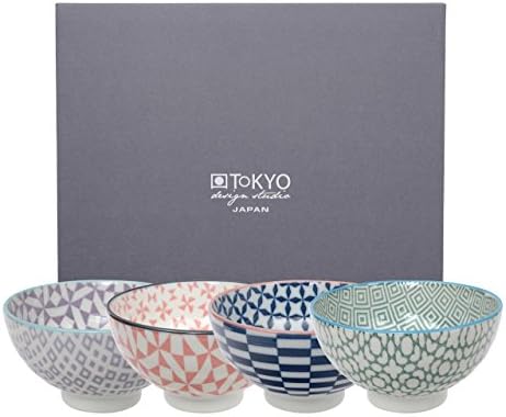 Tokyo Design Studio, Geometric Eclectic, 4 bowl Set , 4 pcs., Ø 12,0 cm, made in Japan
