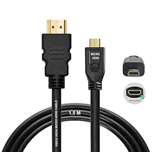 PiBOX India, Micro HDMI to HDMI Cable, 4K 60Hz, 1.5 Meter 5 feet, Adapter Ethernet Audio Return Compatible for Raspberry Pi 4 RPI, Raspberry Pi 400, GoPro Hero 7, Sony A6000 A6300 Camera, Nikon B500