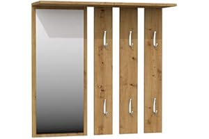 ADGO Juego de Perchero 2 en 1 de Opal Artisan, Moderno vestidor, 6 Ganchos y Estante, Panel de Armario, Espejo de Pared, Perchero de Pared (Espejo + Percha)
