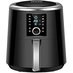 HABOR Friteuse Électrique Cuve Amovible 5.5L Friteuse Sans Huile Santé Grande Capacité Écran Tactile et Bouton de Rotation avec 7 Préréglages de Cuisson Isolation Thermique sans BPA avec Livre Recette