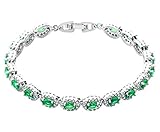 Daesar Vergoldet Armband Damen Bettelarmband für Damen Grün Armband mit Stein Halo Marquise Länge:17CM