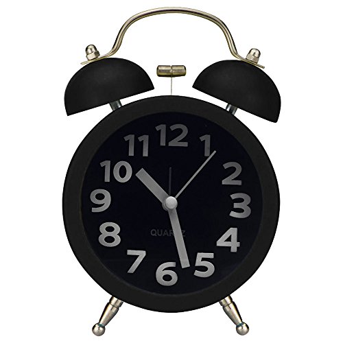 cooja Twin Bell geräuschlos Quarz Analog Nachttisch Lovely Wecker, Schwarz