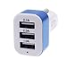 Produktbild KFZ Ladegerät 3 Port, Gusspower Auto Universal 12V 24V zu 5V 3 USB-Aufladeeinheits-Adapter für iPhone 7/7 Plus,Samsung Galaxy,HTC,Huawei,iPad, Smartphone,Tablet,Kindle und andere Geräte (Blau)