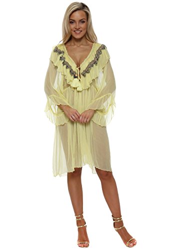 Joe Canary Yellow Ruffled Jewelled 