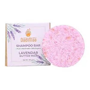 DadiMaa Lavendar Butter Milk Handmade Shampoo Bar for Women and Men | 100% Organic | Free from Toxic Chemicals | Reduce Hair Fall & Dandruff | ( Pack Of 1 ) - 100 gm