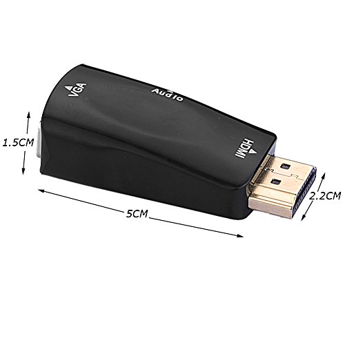 SIENOC HDMI Stecker zu to VGA+Audio Kabel Konverter Adapter für Full HD HDMI auf VGA Adapter inkl. Audio-Übertragung (Line out) | Konverterkabel | bis zu 1080p / HDTV Unterstützung | digital zu analog | in Schwarz - 5