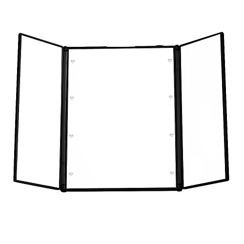 Tri-Fold Make-up-Spiegel, Zilong kleine Kosmetik Spiegel, kompakte Tasche Travel Mirror mit 8 beleuchtet LEDs - 3