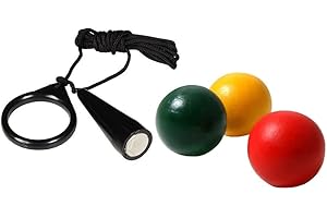 Maelsa® pétanque - Ramasse Boule Aimant lève Boule avec Cordon/Lot de 3 cochonnets en Bois But 3cm Couleur aléatoires (cochonnets Non magnétiques) (Plusieurs Choix)…