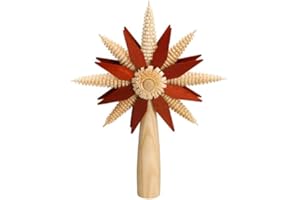 ‎RUDOLPHS SCHATZKISTE Rudolphs Schatzkiste Christbaumspitze mit Ringelbäumchen Rot/Natur Ø 21cm NEU Christbaum Weihnachtsbaum Baumbehang Baumschmuck Weihnachtsschmuck Baum Dekoration Seiffen Erzgebirge Holz Weihnachten W