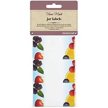 KitchenCraft Etichette Per Marmellata - 30 Pezzi 9x4.5cm, Tema Frutteto | Autoadesive, Rosso/Bianco - Foto 3