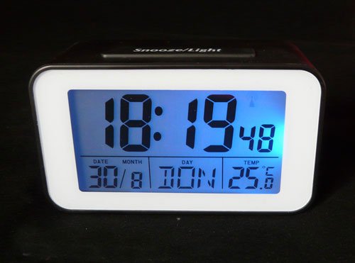 Funkuhr mit Thermometer Funkwecker wecker (sn4491) in schwarz - 5