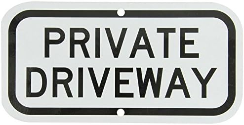 Engineer Grade Reflective Sign, Legend Private Driveway 12" x 8", Black on White