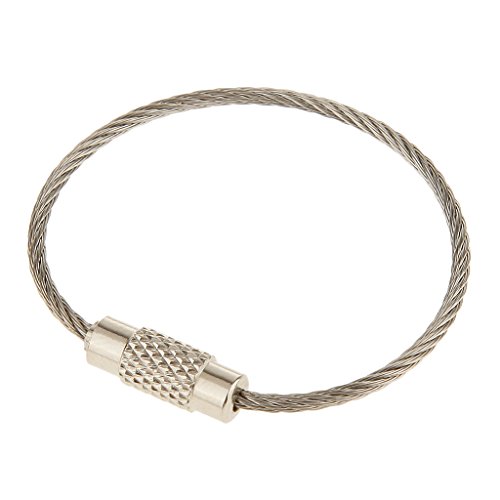 10x Edelstahl-Drahtseil Multifunktionale Männer Schlüsselring Geschenk Silber 35cm – silber, 10cm - 8