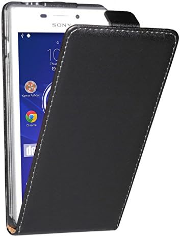 deinPhone Sony Xperia M5 Coated Leather Flip Case Black