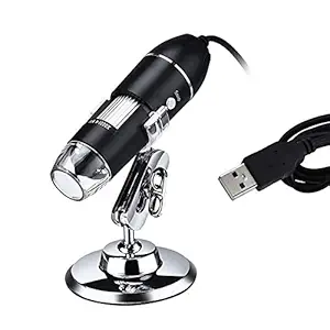 Homgeel USB Digital Microscope 1600X Magnification Camera 8 LEDs with Stand Compatible with Android Windows/XP Win 7 8 10 Vista Linux Mac Portable Handheld Inspection Magnifier