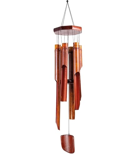 Grand Carillon éolien En Bambou Et Noix De Coco - 90cm - Feng Shui, Résistant Aux Intempéries, Son Apaisant