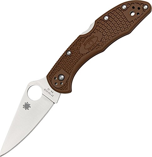 Spyderco Delica 4 - Cuchillo plano ligero, Marrón