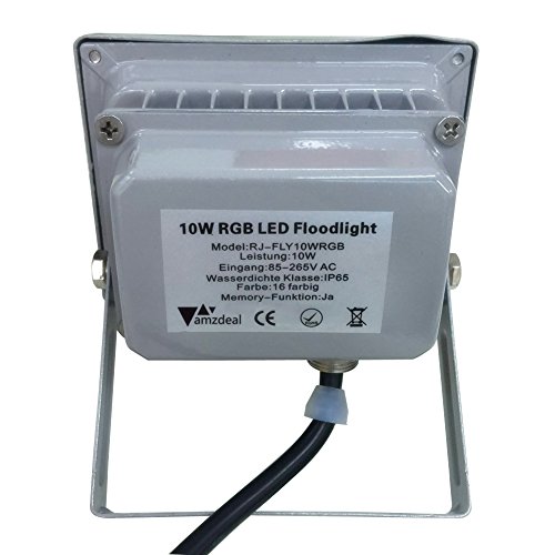 2 × amzdeal LED RGB 16 Farben Fluter Außen Strahler Scheinwerfer – mit Memory Funktion & Fernbedienung – 10W - 4