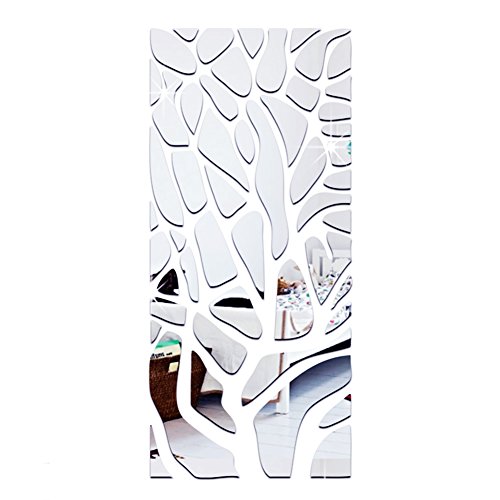 Wand Tattoo, Wuiyepo 3D Spiegel Wand Aufkleber Wohnkultur Spiegel Aufkleber Dekor für zu Hause Hotel Wohnzimmer Umkleideraum Badezimmer Dekor