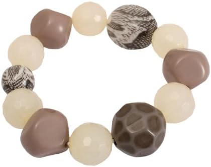 White Opal and Stone Colour Bead Bangle with Snake Skin Effect Beads - in a Gift Bag