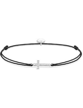 Thomas Sabo Damen-Armband Little Secrets Kreuz 925 Sterling Silber Schwarz LS013-401-11-L20v