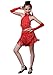 Produktbild XFentech Mädchen Pailletten Quaste Latin Ballroom Dance Dress Rock Tango Tanz Performance Kostüm, Rot, EU 140=Tag150CM