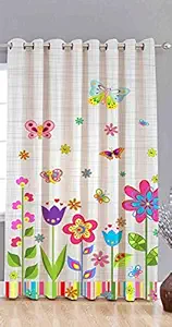 THE HOME STYLE Knitting 3D Digital Print Flower Theme Door Curtain (Pink, 4 x 7 Feet)