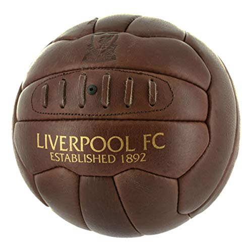 FC Liverpool LFC Ballon de Football rétro en Cuir Marron Taille 5