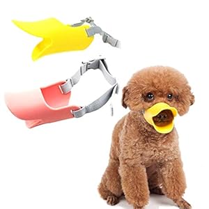 Amycute 2pcs Bozales para Perro Mascota, Perro Cubrir de Pato Boca Forma Máscaras Bozal de Silicona Previene Mordidas y Anti-Called para Perrito(L)