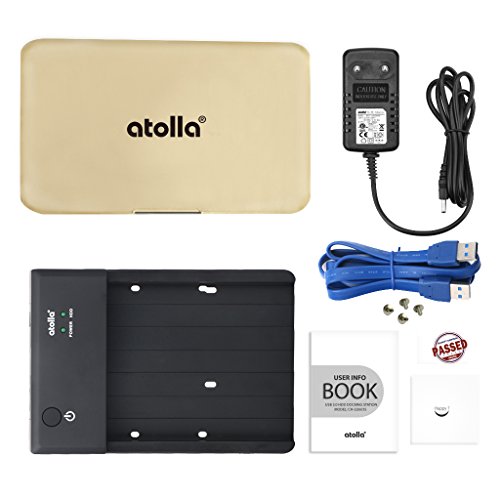 Atolla USB 3.0 Externe HDD Dockingstation für 2.5 zoll 3.5 zoll SATA HDD SSD Festplatte mit 2 Data Charging USB Ports mit 12V/2A Netzteil Unterstützen UASP and Drives 4TB(schwarz) - 8