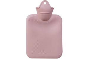 WSNDY Hot Water Bottle, 500ml Thickening of PVC Hot Water Bottle Traditional Pill Shaped Design Featuring Secure Leak Proof Lid, Warm Hot Water Bag for Bed, Cosy Nights, Pain Relief, Back, Neck-Pink