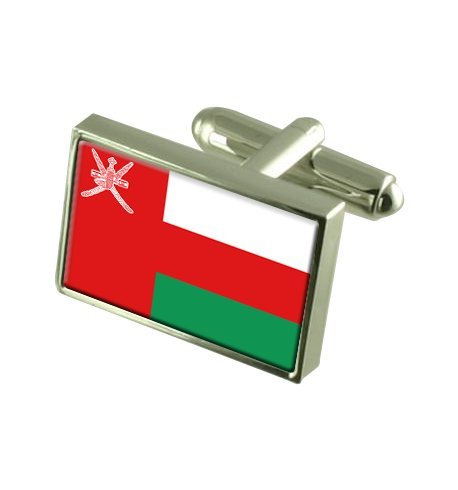 Preisvergleich Produktbild Oman Landesflagge Manschettenknöpfe. Graviert Andenken Manschettenknöpfe Fall