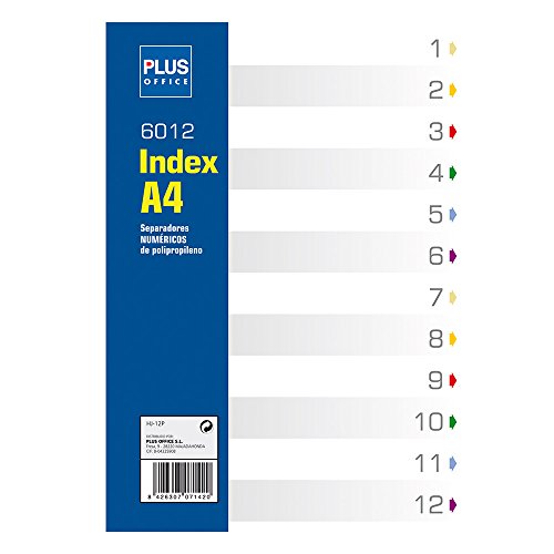 Makro Paper HJ-12P - Separadores num  ricos de polipropileno  12 unidades  A4