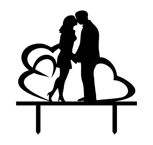 Hochzeits-Paar Kuchendeckel mit Herz Personalisierte Mirroe Cake Topper Color Option Verfügbar 6 „-7“ Zoll breit - 2