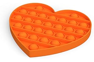 JIM FITNESS Pop It - Bubble Fidget Toy - Jeu antistress relaxant pour adultes et enfants (Forme: Cœur, Couleur: Orange)
