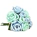 Produktbild Unechte Blumen  Timogee Künstliche Deko Blumen Gefälschte Blumen Seidenrosen Plastik Köpfe Braut Hochzeitsblumenstrauß für Haus Garten Floral Künstliche Fake Roses Flanell Blume (Blau)