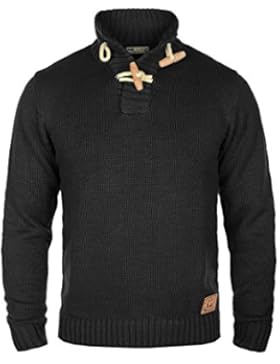 SOLID Piroy Herren Strickpullover mit Stehkragen aus hochwertiger Baumwoll-Mischung
