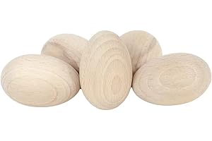 Wooden World Einfache hölzerne Eier, zum Decoupage, natürlich, zum Basteln. Die Eier bestehen aus Buchenholz. Abmessungen: 60 x 40 mm Die Größe von echten Hühnereiern.