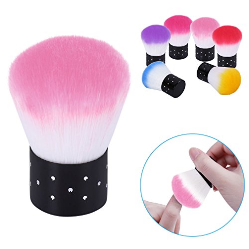 Elite99 Convenient Colourful Nail Remover Brush for Acrylic & UV Gel Polish Nail Art Decor Dust Powder Cleaner or Cosmetic Face Brush Make-up Manicure Foundation Pink
