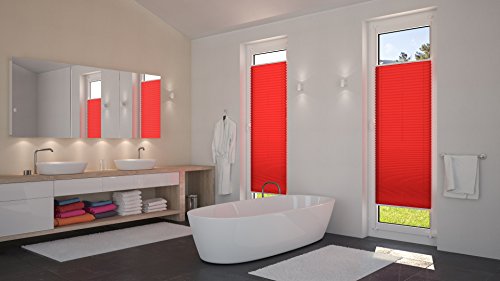 DecoProfi PLISSEE rot, verspannt, Breite 50cm x 130cm (max. Gesamthöhe Fensterflügel), mit Klemmträger / Klemmfix / ohne Bohren - 8