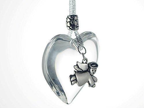 Glass Heart Christmas Tree Decoration, Flying Angel Charm