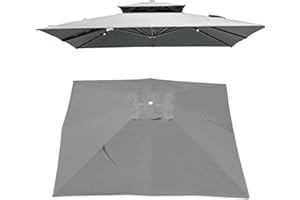 IMUNKT Toile De Parasol Carré De Rechange 300x300cm - Dessus De Parapluie pour Offset/Jardin/Marché (Light Grey)