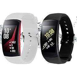 Rukoy Correas Samsung Gear Fit 2 Band/Gear Fit 2 Pro [Paquete de 2: Negro + Blanco], Accesorios para Baterías de Repuesto para Samsung Gear Fit2 Pro SM-R365 / Gear Fit2 SM-R360 Smartwatch (5.9"-7.5")