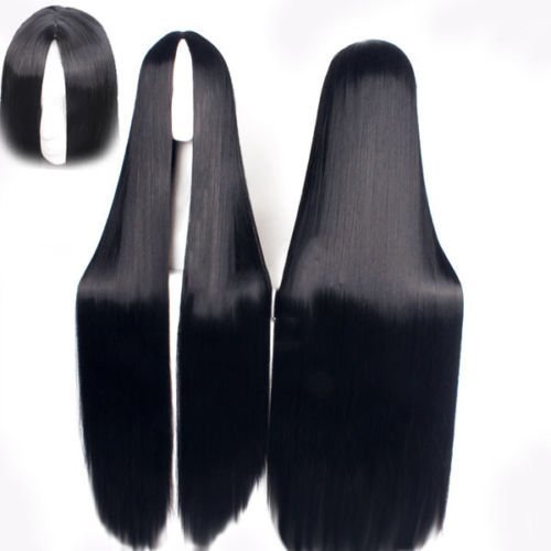 New Popular High Quality Black Heat Resistant Ramp Long Straight Cosplay Wig