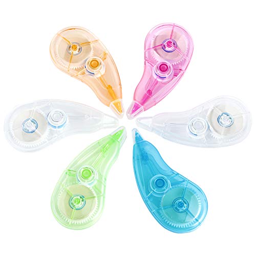 AJOXEL Correttore a Nastro 8m*5mm, Nastro di Correzione funziona bene con Penna, Penna a sfera e Matita (6 Pezzi)