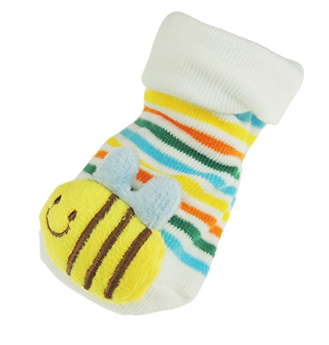 Too Cute Animal Pop Up Baby Newborn Girls Boys 3D Socks 0-6 Months (Rainbow Bee)